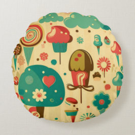 Cute retro  ijscrèmes rond kussen