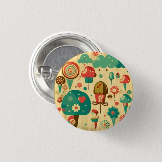 Cute retro ijscrèmes ronde button 3,2 cm (Voorkant /achterkant)