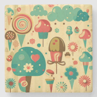 Cute retro  ijscrèmes stenen onderzetter
