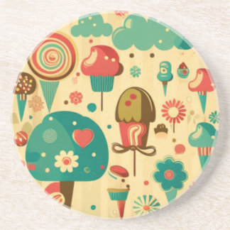Cute retro  ijscrèmes zandsteen onderzetter