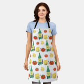 Cute retro Italiaanse olijfolie parmesan tomato Schort (Gedragen)