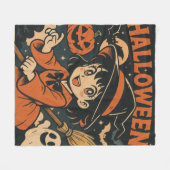 Cute retro Japanese cartoon Halloween Fleece Deken (Voorkant (Horizontaal))