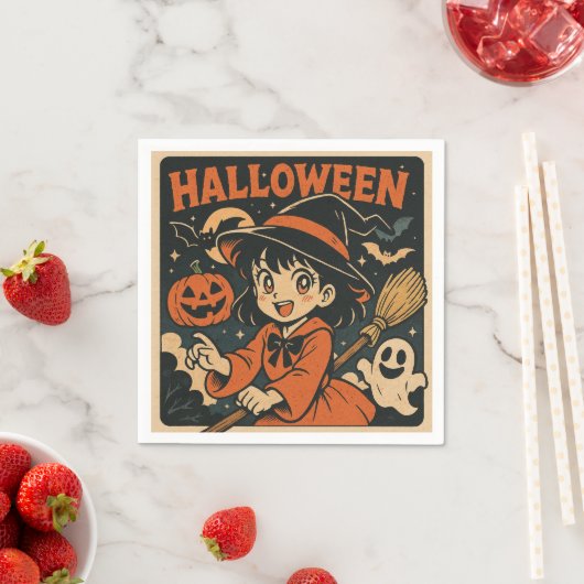 Cute retro Japanese cartoon Halloween Servet (Insitu)