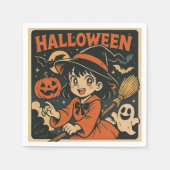 Cute retro Japanese cartoon Halloween Servet (Voorkant)