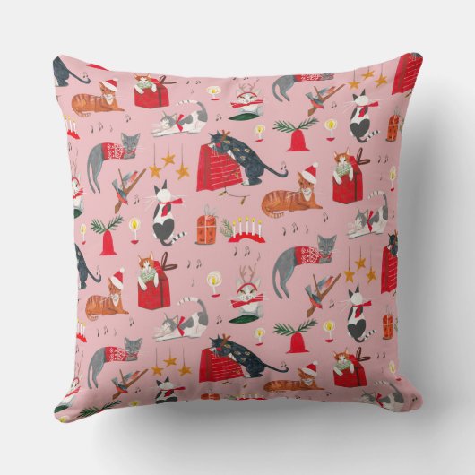 Cute retro katroze kerstpatroon Baby Blanke Kussen (Achterkant)