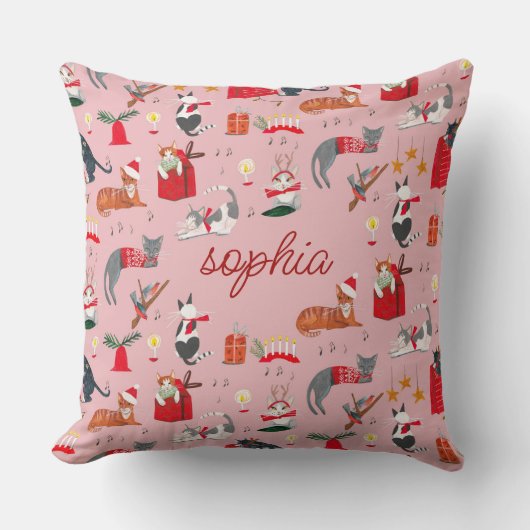 Cute retro katroze kerstpatroon Baby Blanke Kussen (Voorkant)