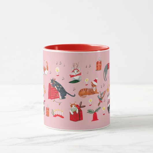 Cute retro katroze kerstpatroon Mok (Midden)