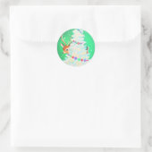 Cute Retro kerst die Baby Deer zoekt Ronde Sticker (Tas)