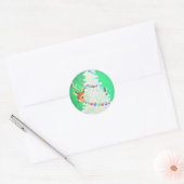 Cute Retro kerst die Baby Deer zoekt Ronde Sticker (Envelop)