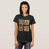 Cute Retro Kerst Stamp Collage Dames T-Shirt (Voorkant volledig)