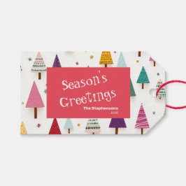 Cute Retro Kerstboom Cadeaubijslags Cadeaulabel