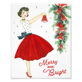 Cute  Retro kerstLady Wall Art Foto Afdruk (Voorkant)