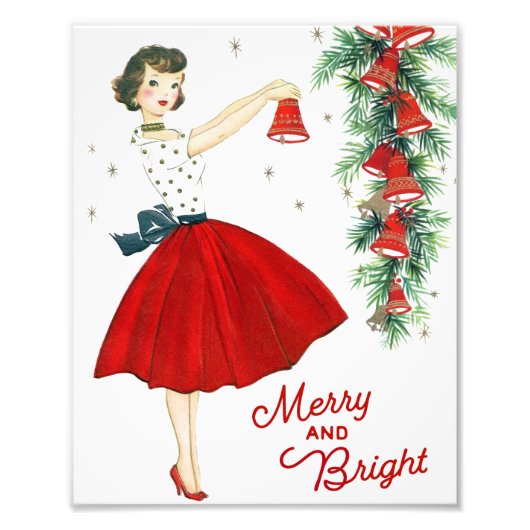 Cute  Retro kerstLady Wall Art Foto Afdruk (Voorkant)