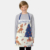 Cute Retro Kerstmis Fox Kinder op maat Schort (Gedragen)