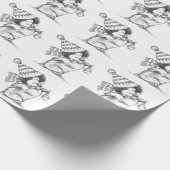 Cute Retro Kerstpinguïn met Pet en scarf Cadeaupapier (Hoek)