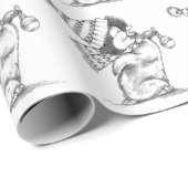 Cute Retro Kerstpinguïn met Pet en scarf Cadeaupapier (Rol Hoek)