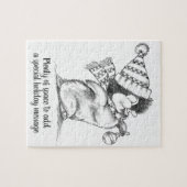 Cute Retro Kerstpinguïn met Pet en scarf Legpuzzel (Horizontaal)