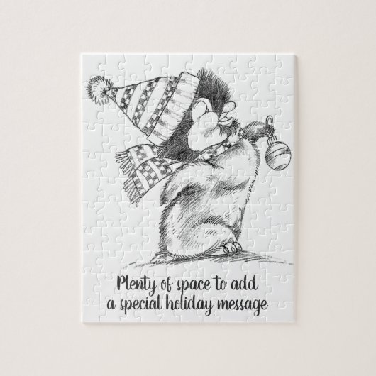 Cute Retro Kerstpinguïn met Pet en scarf Legpuzzel (Verticaal)