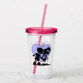 Cute Retro Kissingillustratie Acryl Drinkbeker (Achterkant)