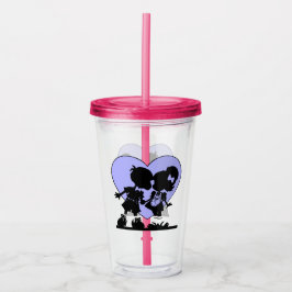 Cute Retro Kissingillustratie Acryl Drinkbeker