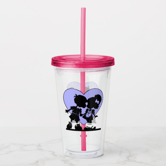 Cute Retro Kissingillustratie Acryl Drinkbeker (Voorkant)