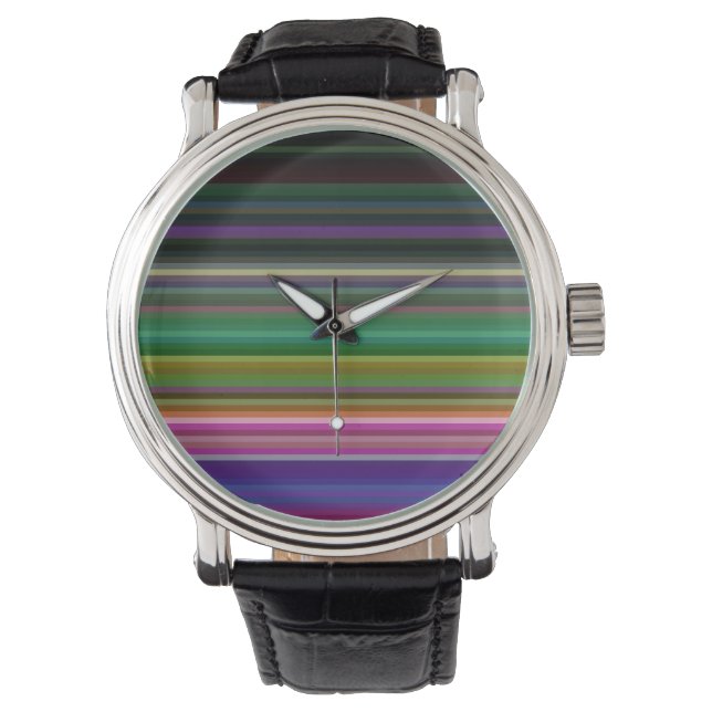 Cute retro-kleurige strepen horloge (Voorkant)