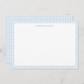 Cute Retro Light Blue Gingham Plaid Personalized Notitiekaartje (Voorkant / Achterkant)