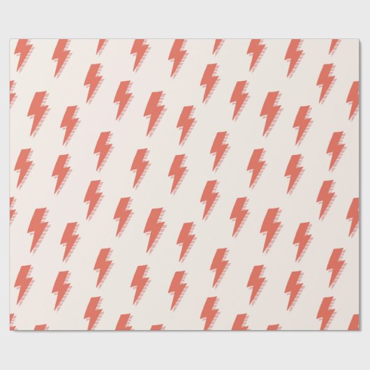 Cute Retro Lightning Bolt Pink Oranje Pattern Cadeaupapier (Vlak)