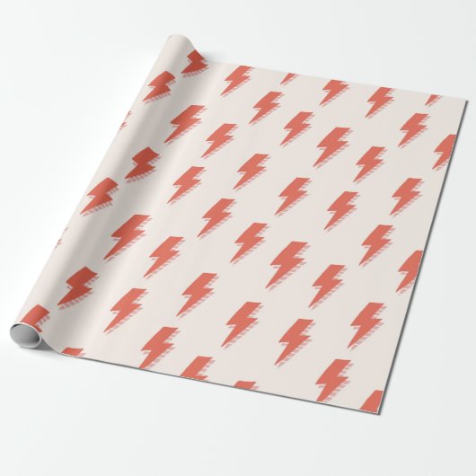 Cute Retro Lightning Bolt Pink Oranje Pattern Cadeaupapier (Uitgerold)