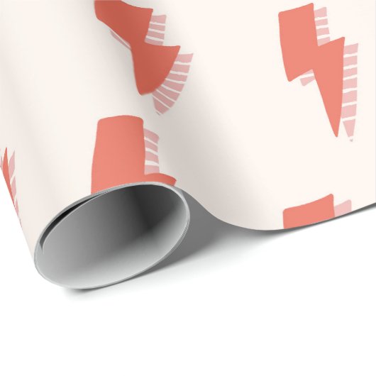 Cute Retro Lightning Bolt Pink Oranje Pattern Cadeaupapier (Rol Hoek)