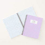 Cute Retro Lila Gingham Pset Personalized Notitieboek (Binnen)