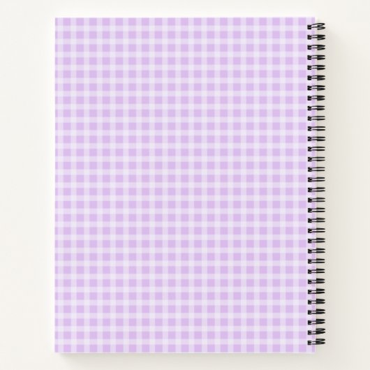 Cute Retro Lila Gingham Pset Personalized Notitieboek (Achterkant)