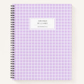 Cute Retro Lila Gingham Pset Personalized Notitieboek (Voorkant)