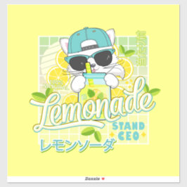 Cute Retro limonade stand CEO Anime Cat Sticker