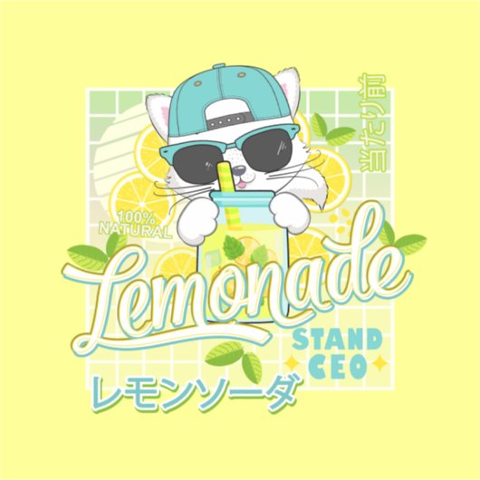Cute Retro limonade stand CEO Anime Cat Sticker (Voorkant)