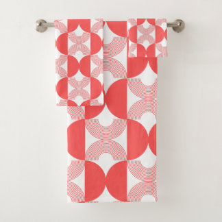 Cute retro Line art. 1950s Modern mid-century red Bad Handdoek