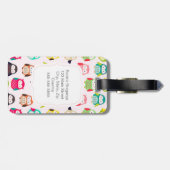 Cute Retro Litte Owls Bagagelabel (Achterkant horizontaal)