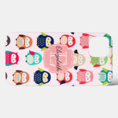 Cute Retro Litte Owls Monogrammed Case-Mate iPhone Case (Achterkant (horizontaal))