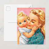 Cute retro Mam en Baby Feestdagenkaart (Voorkant / Achterkant)