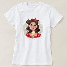 Cute Retro Meisje Cocktail T-Shirt