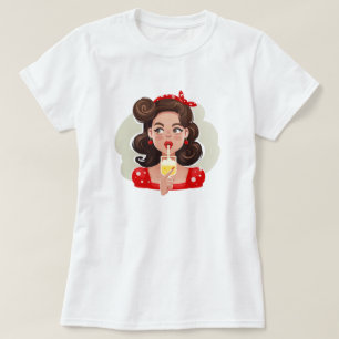Cute Retro Meisje Cocktail T-Shirt
