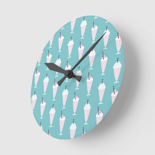 Cute Retro Milkshake Turquoise Ronde Klok (Hoek)