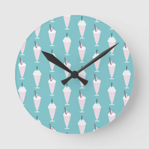 Cute Retro Milkshake Turquoise Ronde Klok