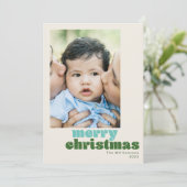 Cute Retro Mint Green Custom Photo Merry Kerstry Feestdagenkaart (Staand voorkant)