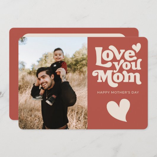 Cute Retro Moederdag Feestdagenkaart (Voorkant / Achterkant)