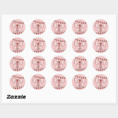 Cute Retro Monogram Initials Strawberry Coquette Ronde Sticker (Vel)
