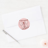 Cute Retro Monogram Initials Strawberry Coquette Ronde Sticker (Envelop)