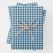 Cute Retro Navy Blue Gingham Pset Pattern Inpakpapier Vel (In situ)