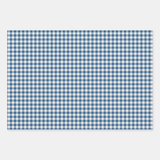 Cute Retro Navy Blue Gingham Pset Pattern Inpakpapier Vel (Voorkant)