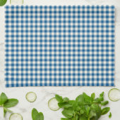 Cute Retro Navy Blue Gingham Pset Pattern Theedoek (Gevouwen)